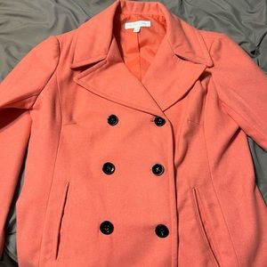 New York & Company coral/melon colored pea coat